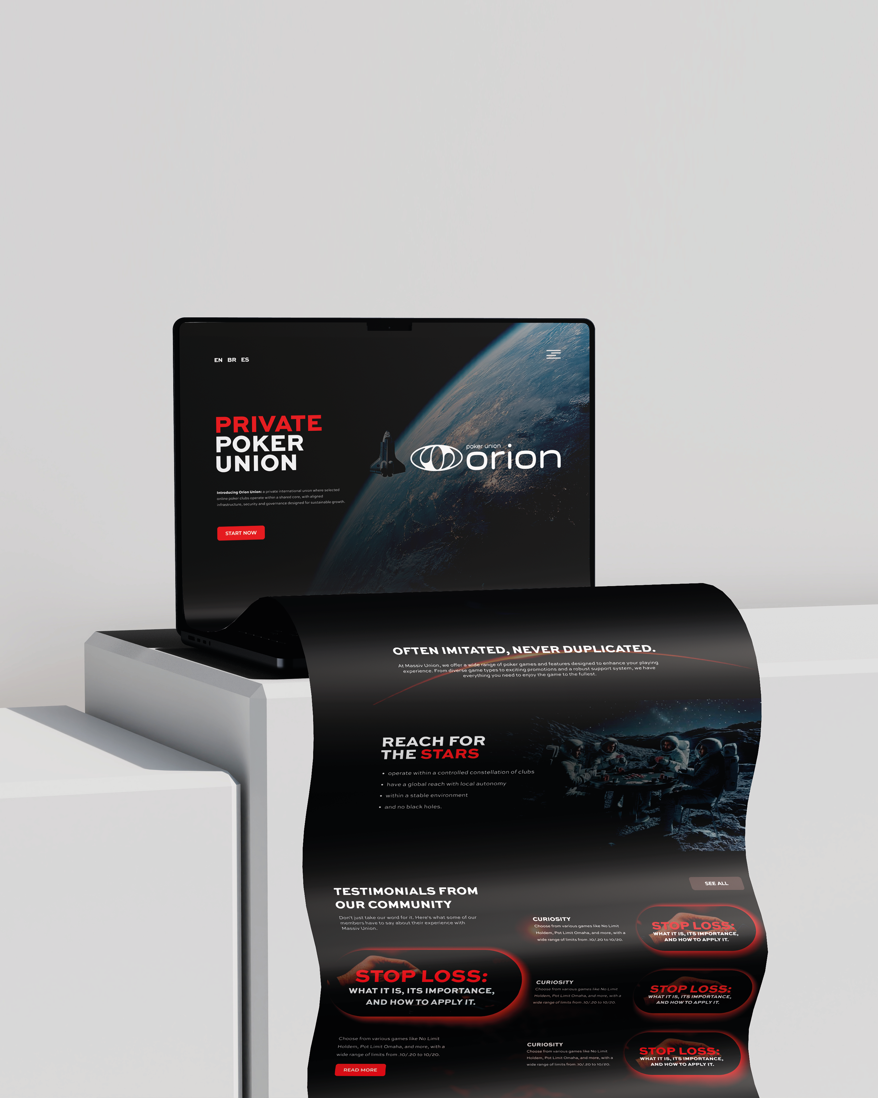 Dashboard and mockup layouts from studio projects.